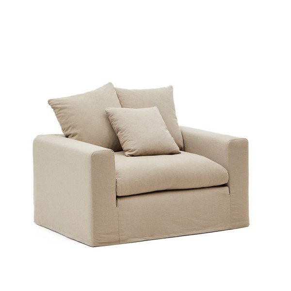 Béžové lněné křeslo Nora – Kave Home