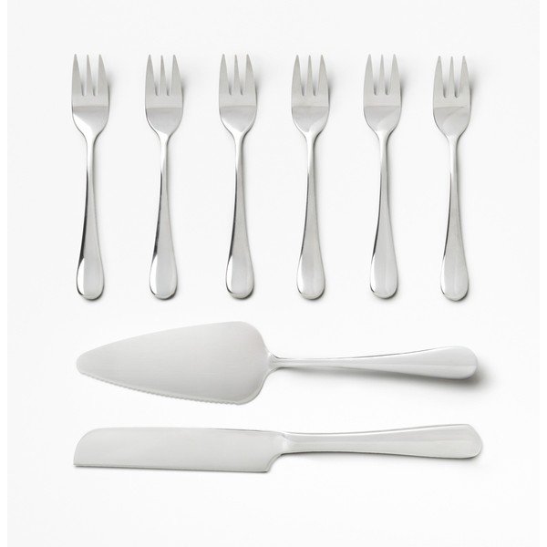 Bílé/ve stříbrné barvě nerezové dezertní vidličky v sadě The Essentials Cake Tools – Printworks