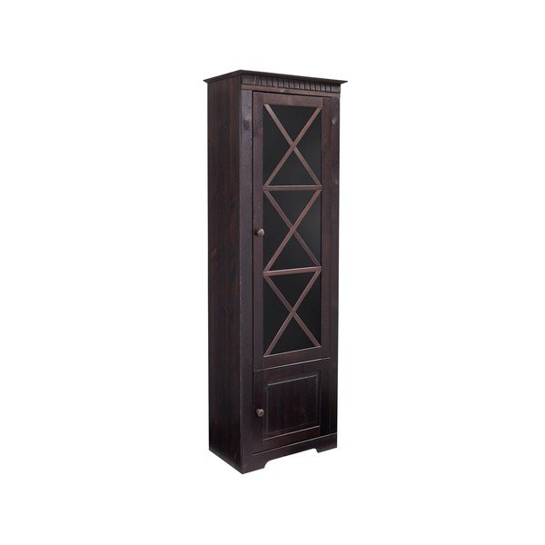 Tmavě hnědá vitrína z borovicového dřeva 180x35 cm Lisa – Støraa-image-1