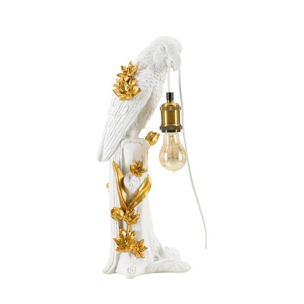 Stolní lampa v bílo-zlaté barvě (výška 50,5 cm) Parrot – Mauro Ferretti