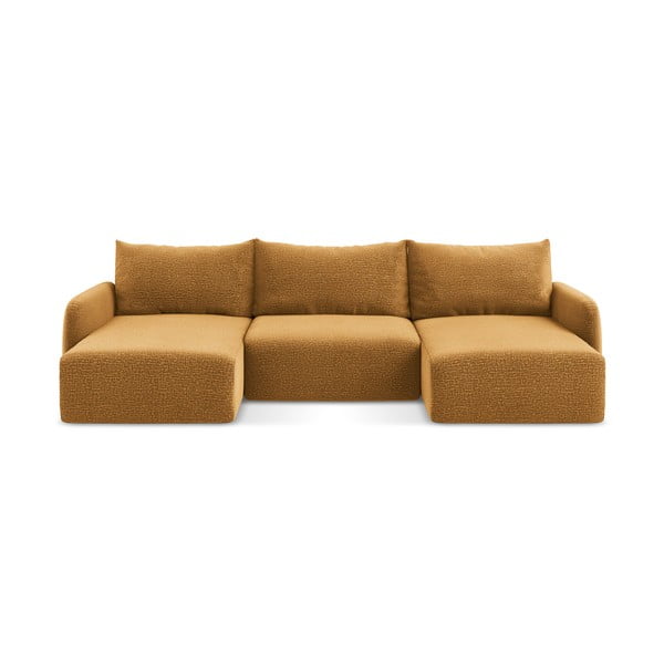 Oranžová rozkládací/s úložným prostorem rohová pohovka Kalena – Makamii