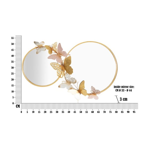 Nástěnné zrcadlo v růžovo-zlatém dekoru Mauro Ferretti Farfalle, 81 x 52,5 cm-image-2