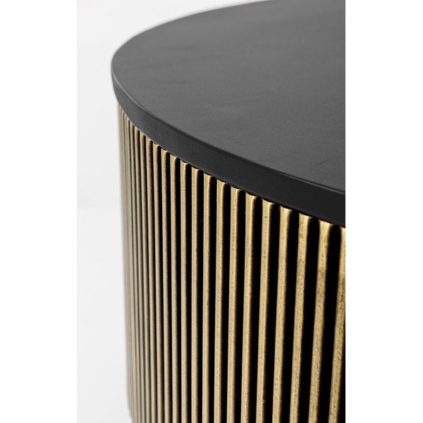 Černý/ve zlaté barvě kulatý konferenční stolek s deskou z mangového dřeva ø 90 cm Virat – Bizzotto-image-4