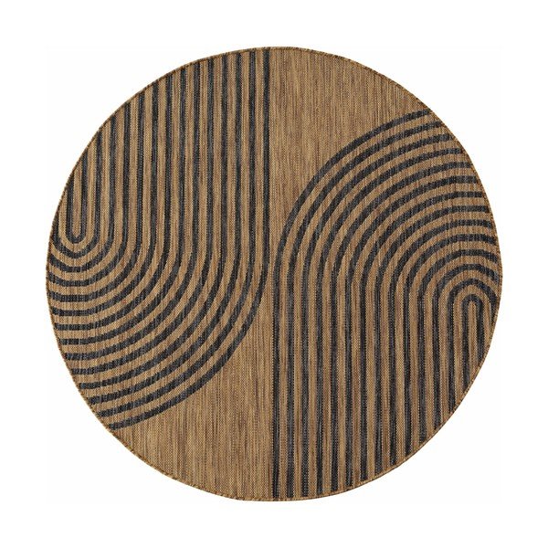 Černý/hnědý kulatý vnitřní a venkovní koberec ø 160 cm Mira 1453 – Ayyildiz Carpets