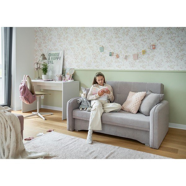 Světle šedá žinylková rozkládací/s úložným prostorem pohovka 155 cm Laine – ELTAP-image-4