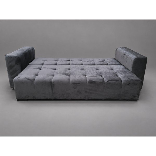 Tmavě šedá sametová rozkládací/s úložným prostorem pohovka 250 cm Luca - II. jakost – Milo Casa-image-3