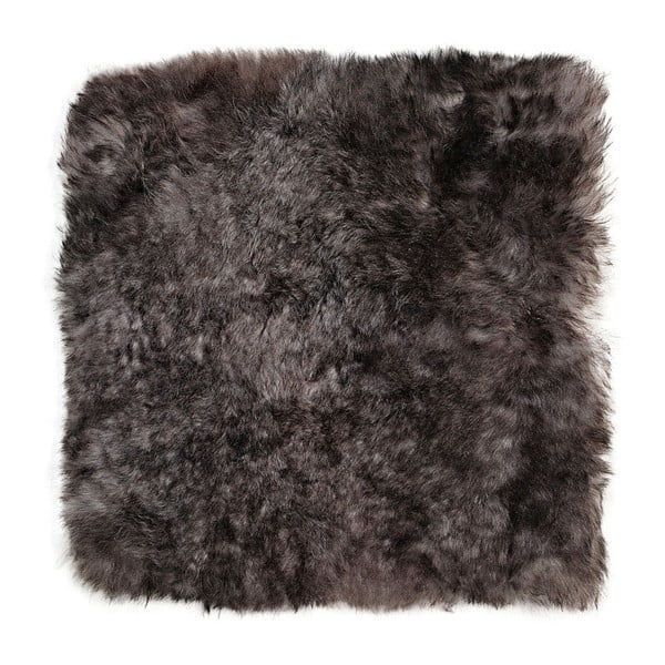 Tmavě šedý podsedák z ovčí kožešiny Arctic Fur Eglé, 37 x 37 cm