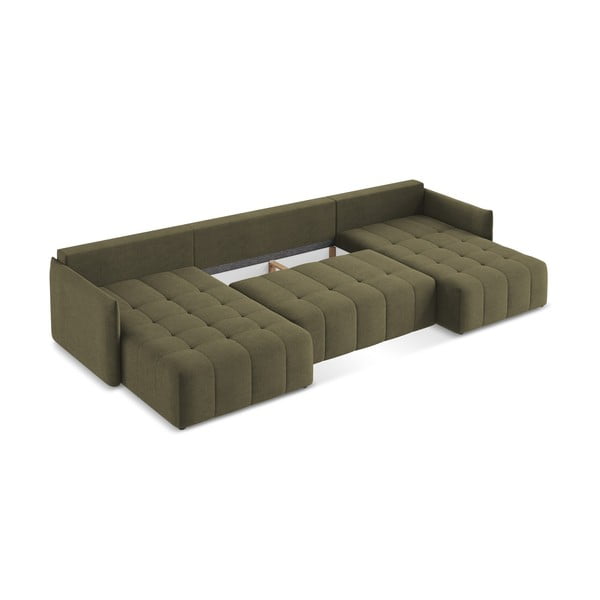 Khaki rozkládací/s úložným prostorem rohová pohovka (do "U") Moku – Makamii-image-4