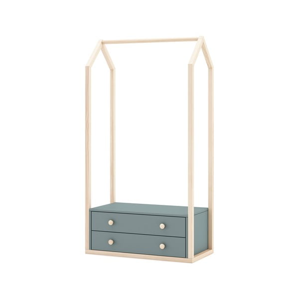 Otevřená dětská šatní skříň šedozelená 80x170x40 cm Esteban – Marckeric-image-3