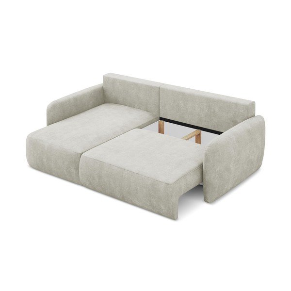 Krémová žinylková rozkládací/s úložným prostorem rohová pohovka (levý roh/s lenoškou) Lilo – Makamii-image-3