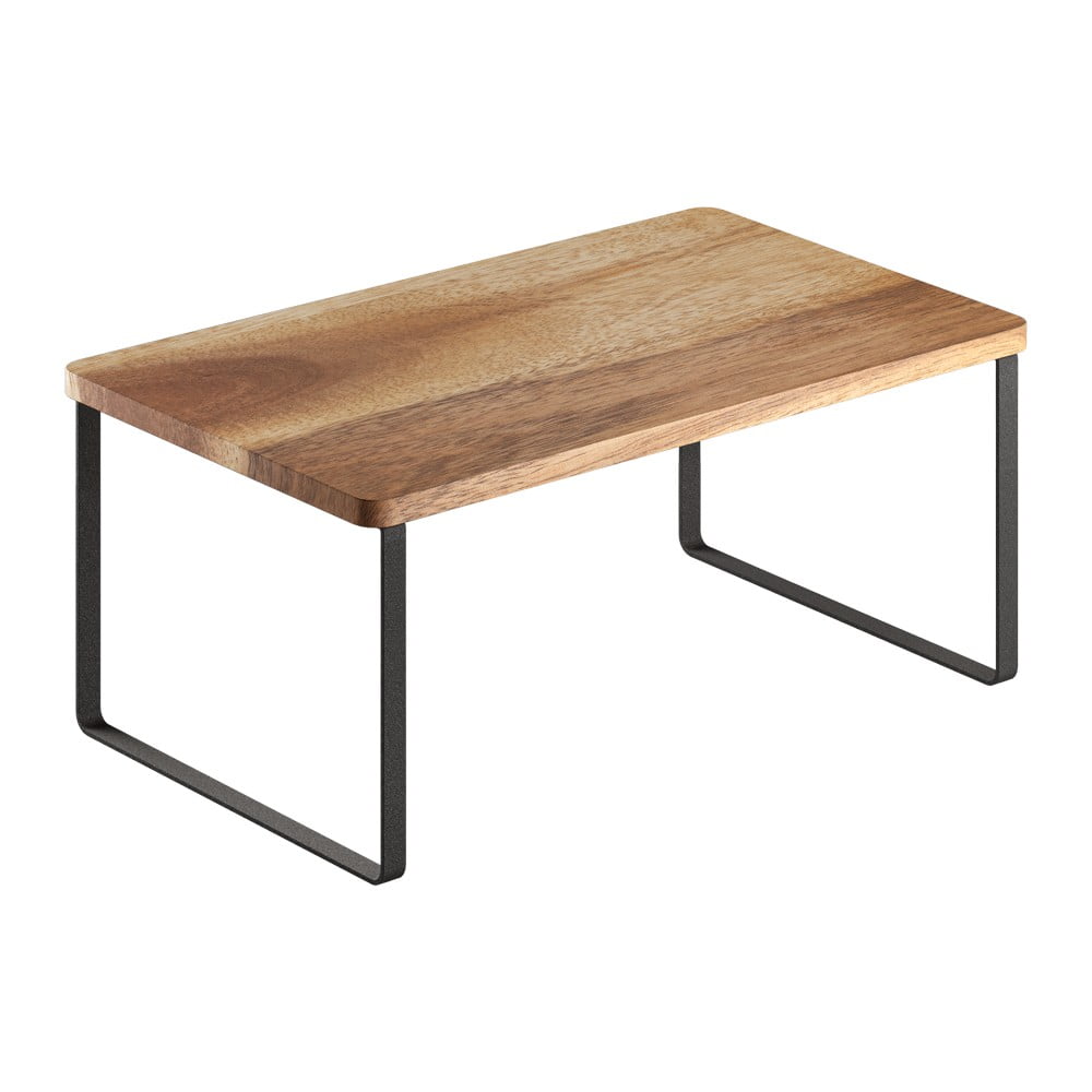 Dřevěná přídavná polička v matně černo-přírodní barvě 32x19 cm York – Metaltex