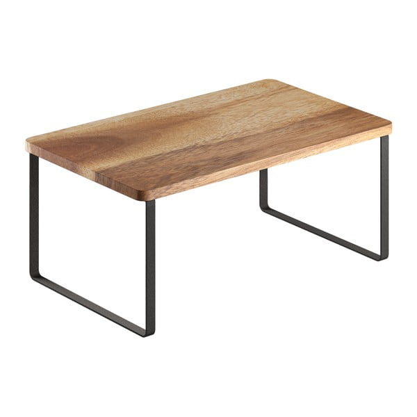 Dřevěná přídavná polička v matně černo-přírodní barvě 32x19 cm York – Metaltex