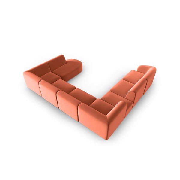 Růžová sametová rohová pohovka (levý roh/do "U") Paolo – Milo Casa-image-3