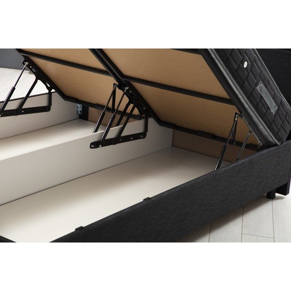 Antracitová čalouněná jednolůžková postel s úložným prostorem a roštem 120x200 cm Vitalia – Kalune Design-image-1