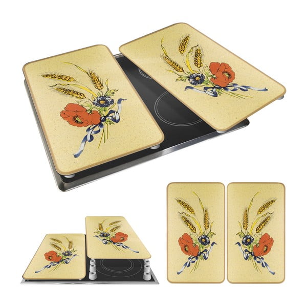 Kryty na sporák v sadě 2 ks z tvrzeného skla 52x30 cm Corn-Flowers - Maximex-image-3