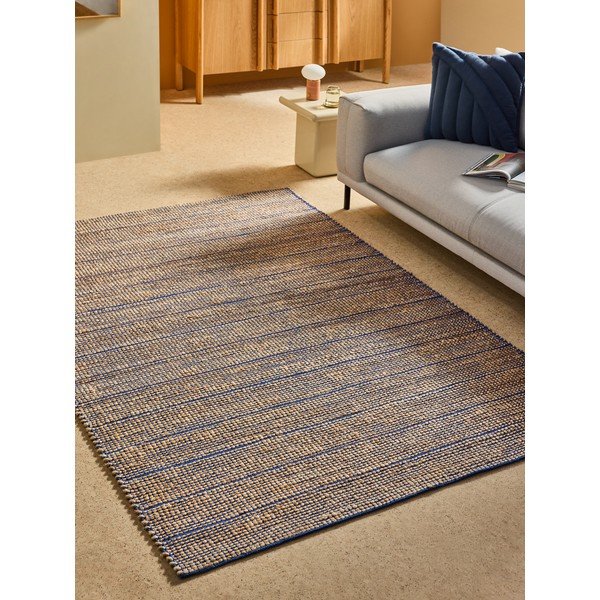 Modrý ručně tkaný koberec s příměsí juty 120x170 cm Hurley – MADE-image-1