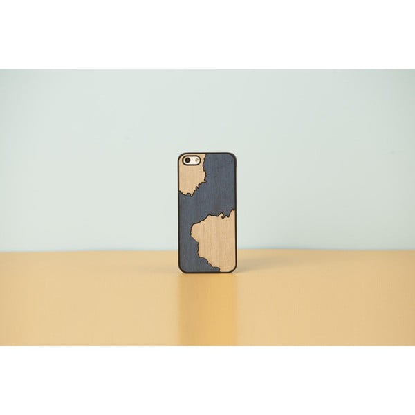 Dřevěný obal na iPhone 5/5S Inlays, stain blue