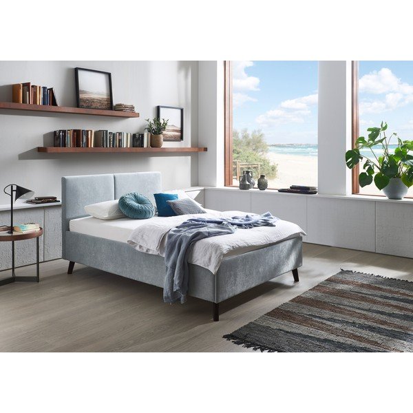 Světle modrá čalouněná dvoulůžková postel s roštem 140x200 cm Piano – Meise Möbel-image-1