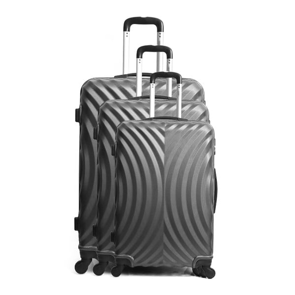 Sada 3 šedých cestovních kufrů na kolečkách Hero Lagos