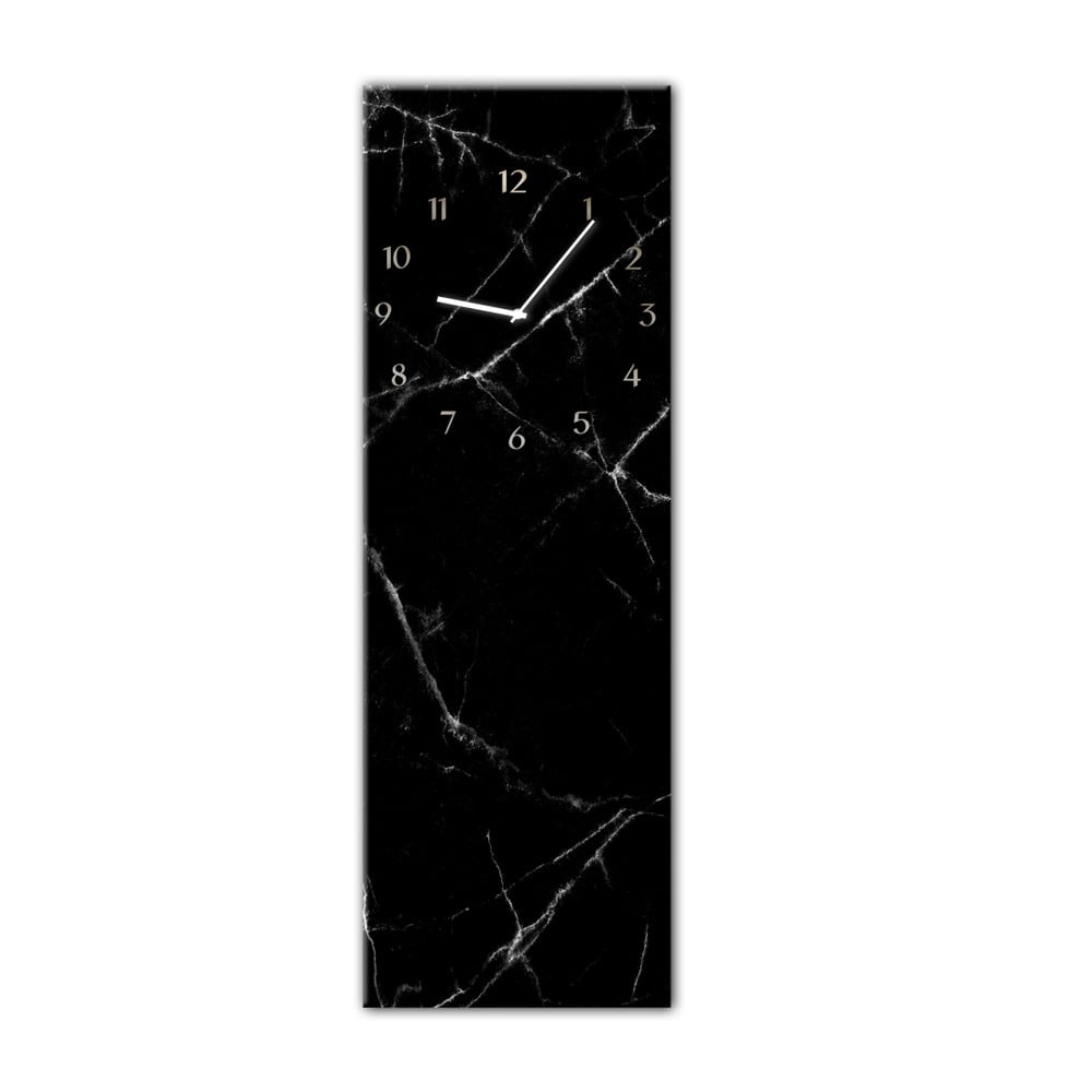 Nástěnné hodiny Styler Glassclock Black Marble, 20 x 60 cm