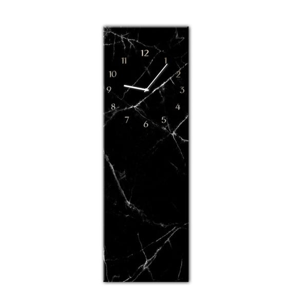 Nástěnné hodiny Styler Glassclock Black Marble, 20 x 60 cm