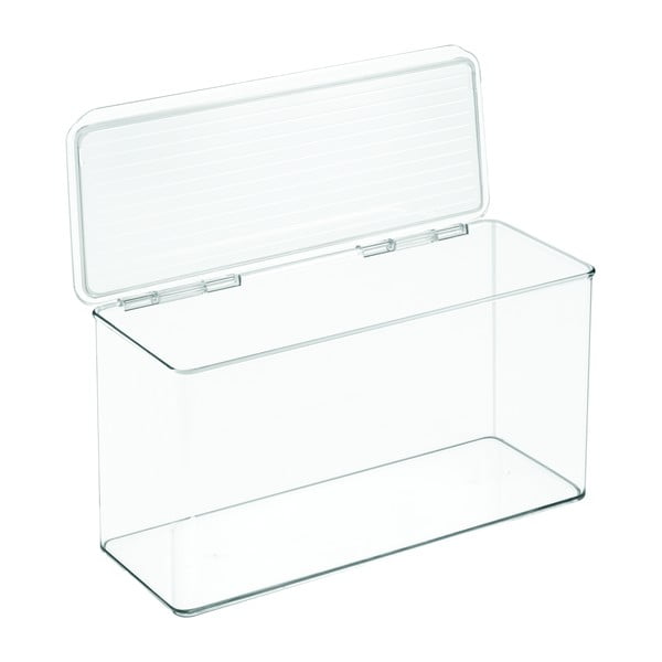 Průhledný úložný box s víkem iDesign, 14,5 x 34 cm-image-2