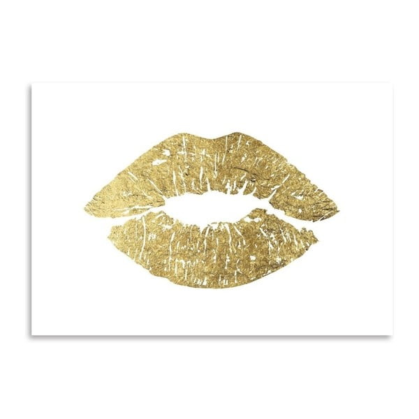 Plakát Americanflat Lips in Gold, 30 x 42 cm