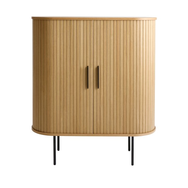 Vinotéka v dekoru dubu s posuvnými dveřmi v přírodní barvě 100x118x40 cm Nola – Unique Furniture