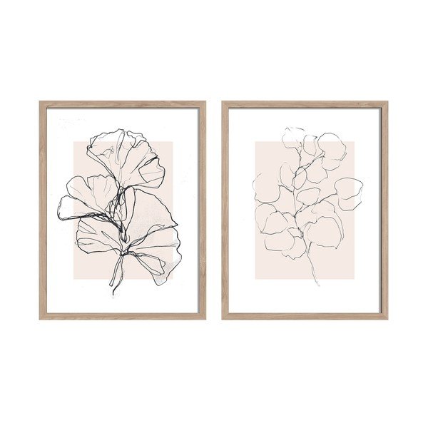 Tištěné obrazy v sadě 2 ks s rámem 30x40 cm Floral Set – Styler