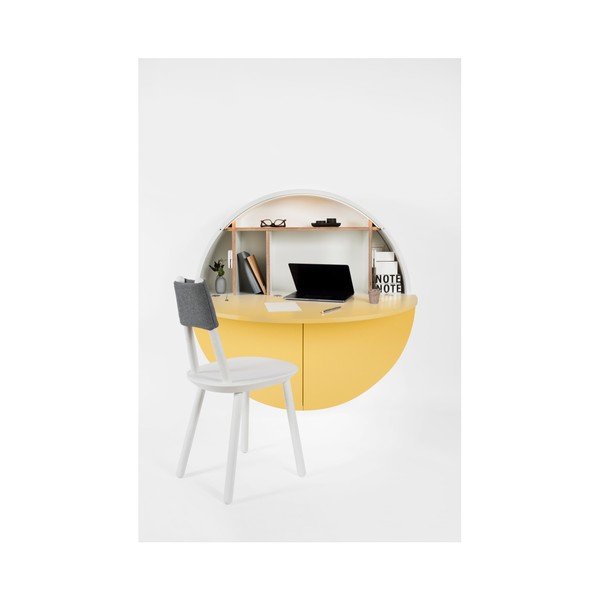 Žlutobílý multifunkční nástěnný stůl EMKO Pill-image-4