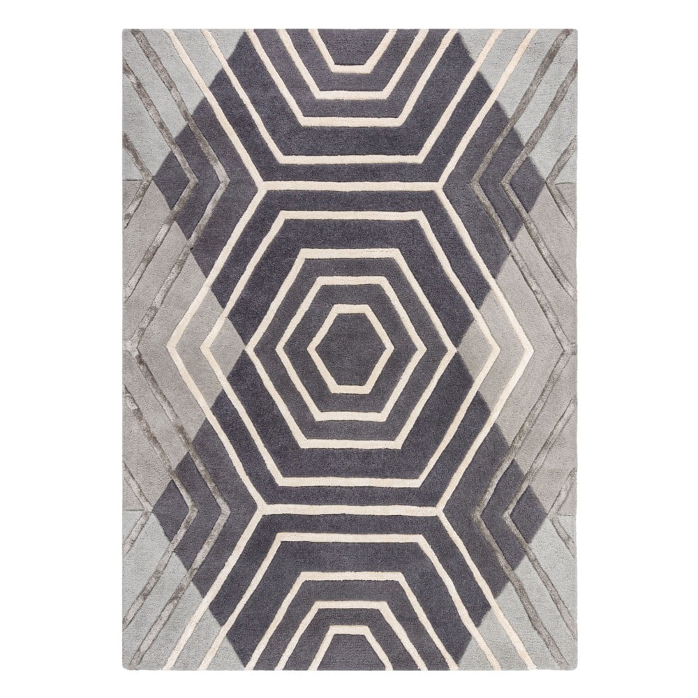 Šedý vlněný koberec Flair Rugs Harlow, 160 x 230 cm