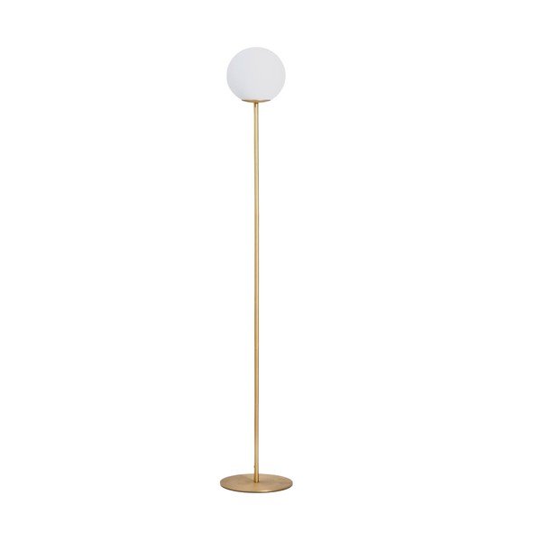 Bílá/ve zlaté barvě stojací lampa se skleněným stínidlem (výška 155 cm) Brisia – Kave Home