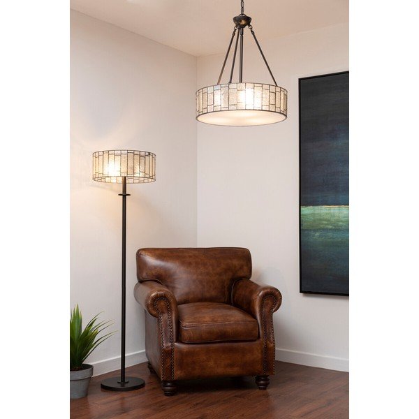Kovové závěsné svítidlo se skleněným stínidlem ø 46 cm Waldorf – Premier Housewares-image-1
