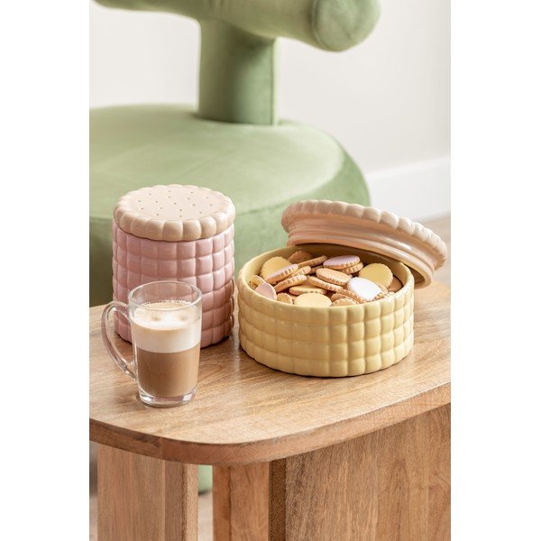 Světle růžový dekorativní keramický úložný box ø 14x15 cm Biscuit Box – PT LIVING-image-2
