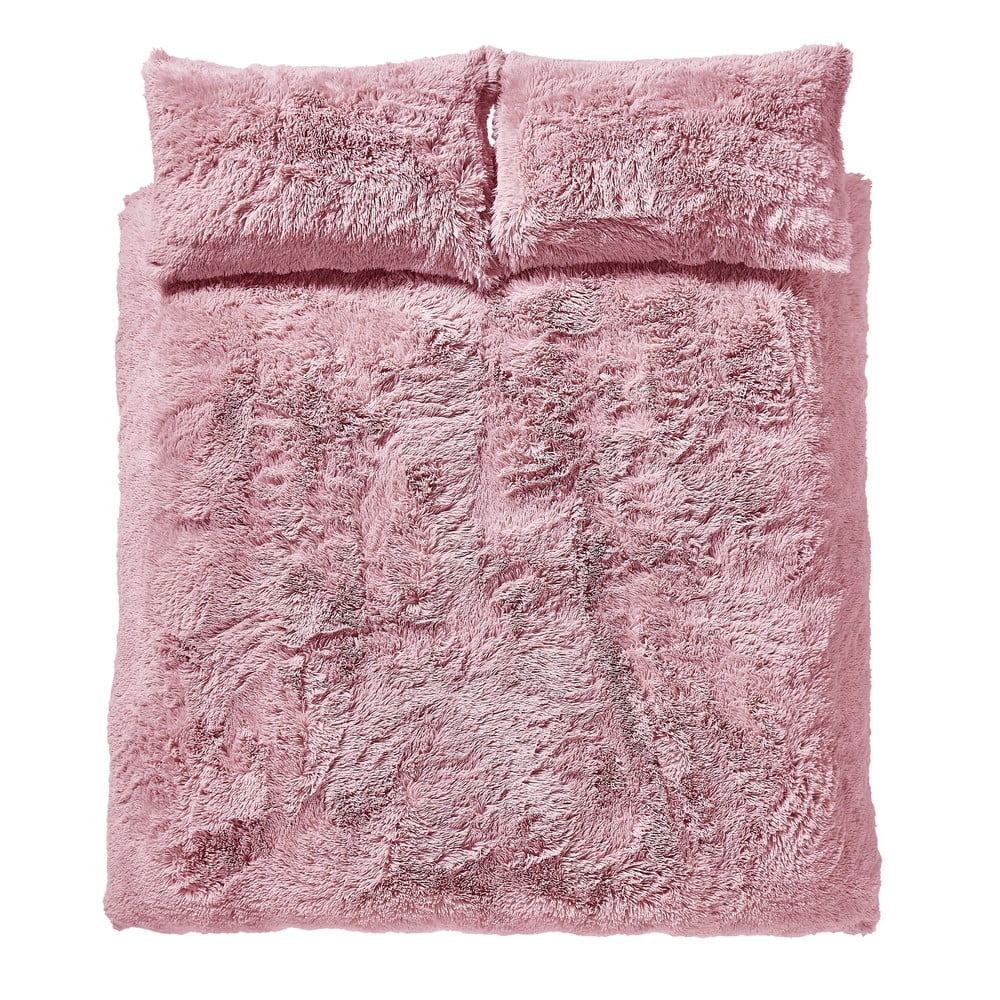 Růžové mikroplyšové povlečení Catherine Lansfield Cuddly, 135 x 200 cm