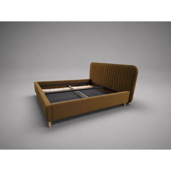 Zelená čalouněná dvoulůžková postel s úložným prostorem s roštem 180x200 cm Noto - II. jakost – Maison de Rêve-image-2
