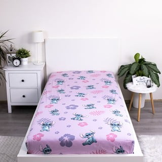 Napínací bavlněné dětské prostěradlo na jednolůžko 90x200 cm Lilo and Stitch – Jerry Fabrics