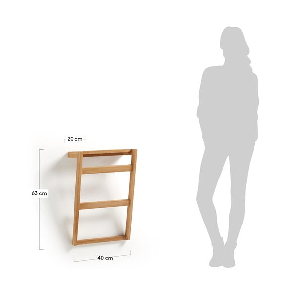 Nástěnný věšák na ručníky z teakového dřeva Kave Home Sunday-image-4