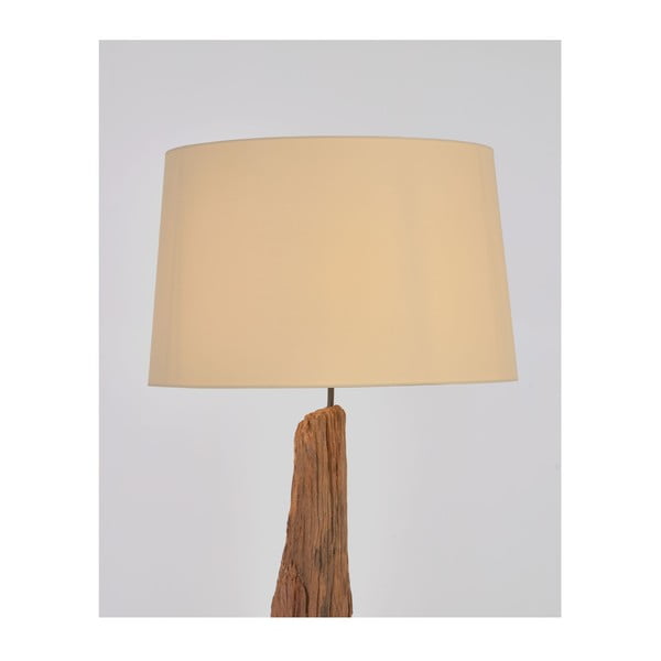 Bílo-hnědá stojací lampa s textilním stínidlem (výška 175 cm) Powell – Kave Home-image-3