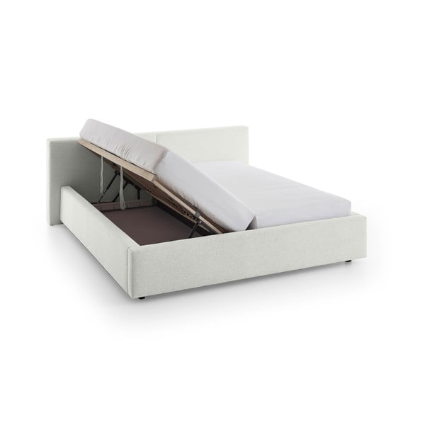 Bílá čalouněná dvoulůžková postel s úložným prostorem s roštem 160x200 cm Cube – Meise Möbel-image-4