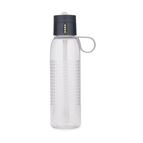 Šedá sportovní láhev s počítadlem plnění Joseph Joseph Dot Active, 750 ml