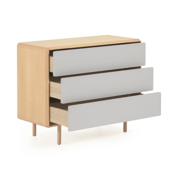 Šedá/v přírodní barvě komoda v dekoru jasanu 99x78,5x42 cm Anielle – Kave Home-image-2