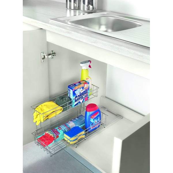 Přídavné dvoupatrové poličky do kuchyňské skřínky Metaltex Limpio-image-1