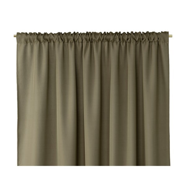 Khaki zelený závěs AmeliaHome Pleat, 140 x 250 cm