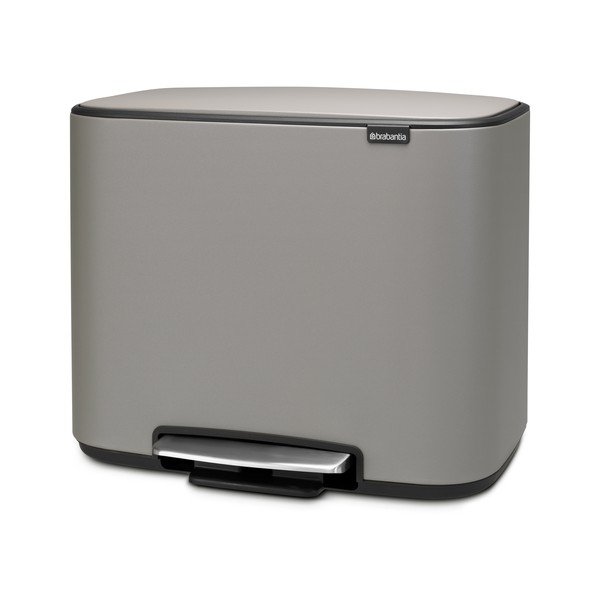 Světle šedý nášlapný ocelový odpadkový koš na tříděný odpad 11+23 l Bo – Brabantia-image-4