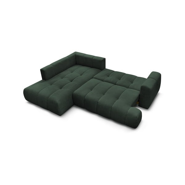 Zelená rozkládací/s úložným prostorem rohová pohovka (levý roh/do L) Fuji – Bobochic Paris-image-4