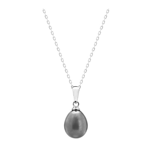 Stříbrný náhrdelník s šedou perlou GemSeller Eline