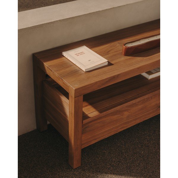 TV stolek z teakového dřeva v přírodní barvě 200x50 cm Sashi – Kave Home-image-3