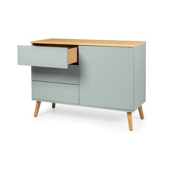 Světle zelená nízká komoda v dekoru dubu 109x79 cm Dot – Tenzo-image-3