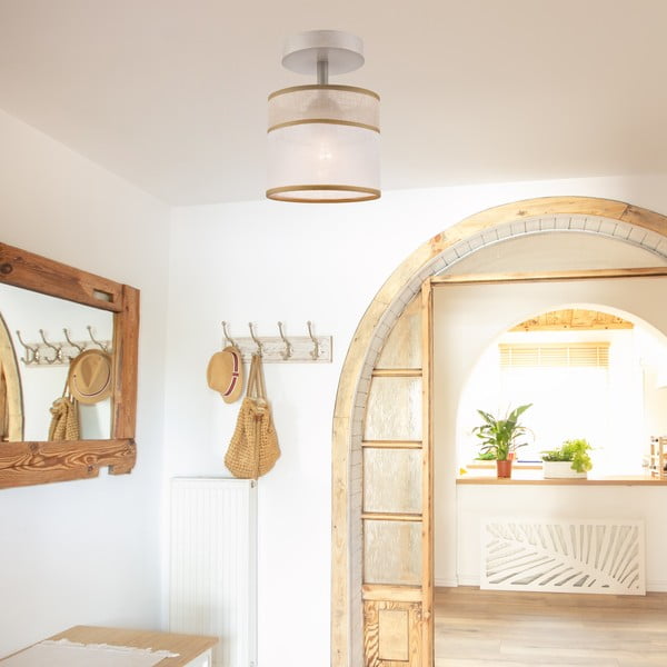 Světle hnědé stropní svítidlo s textilním stínidlem ø 16 cm Andrea – LAMKUR-image-1